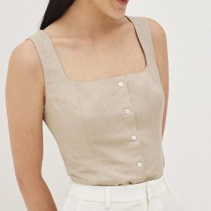 NWT Love, Bonito Etienne Linen Button Down Top XS